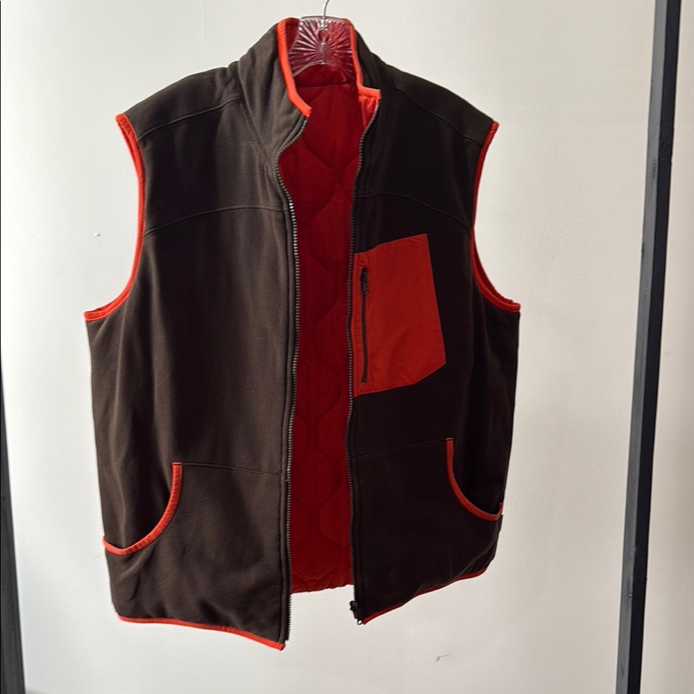 Woolrich Brown and Orange Reversible Outdoor Vest
